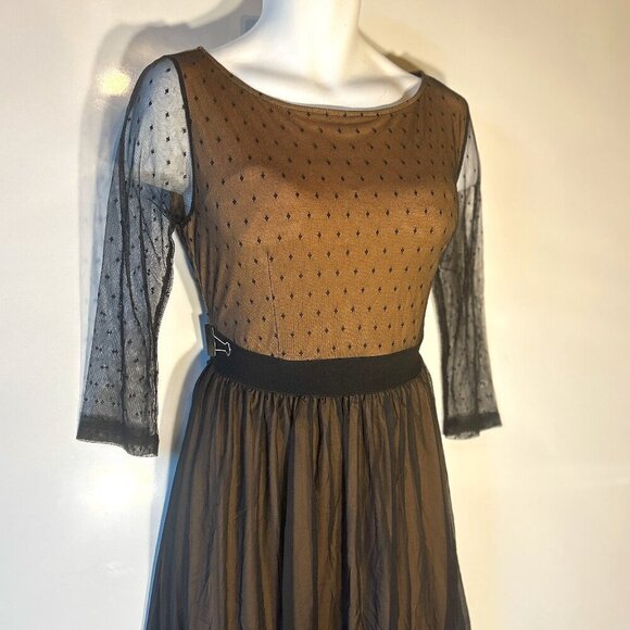 Miusol NWT SZ XL Black Polka Dot Mesh Formal Maxi Prom Mother of the Bride Black - Picture 6 of 15